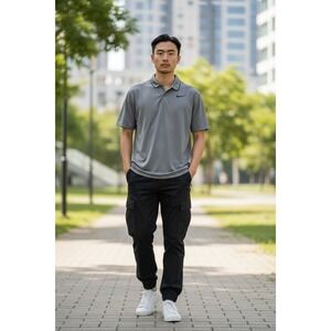 Nike Golf Dri-FIT Standard Fit Men's Gray Polo Shirt Size M